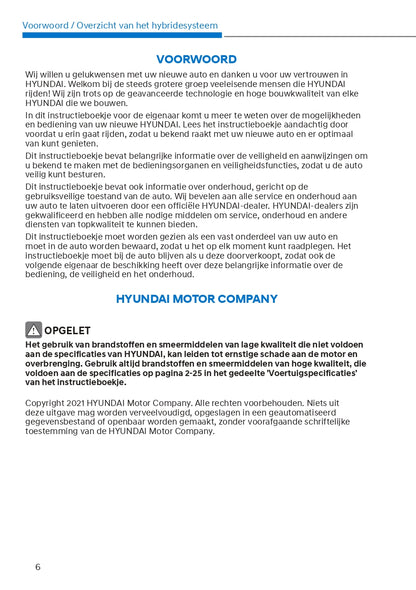 2021-2022 Hyundai Tucson Hybrid/Plug-in Hybrid Gebruikershandleiding | Nederlands