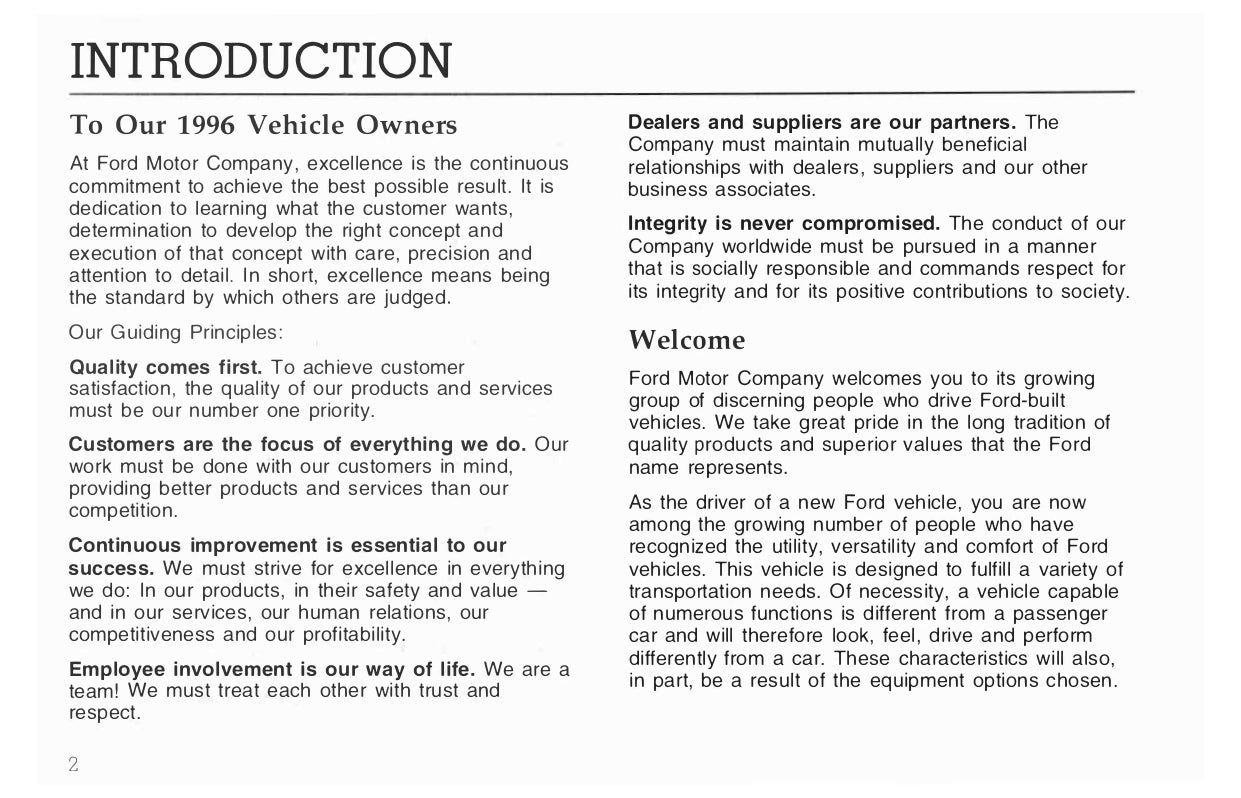 1996 Ford L-Series Owner's Manual | English