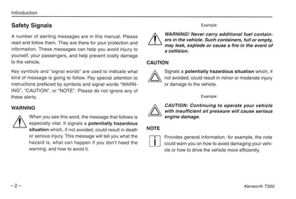 2005 Kenworth T300 Owner's Manual | English