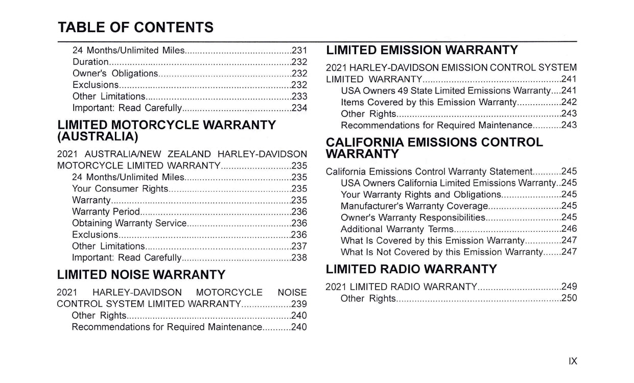 2021 Harley-Davidson Touring Bedienungsanleitung | Englisch