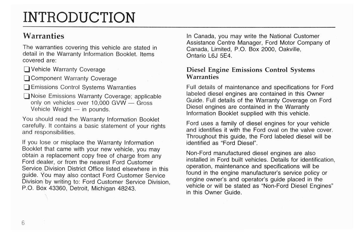 1996 Ford L-Series Owner's Manual | English