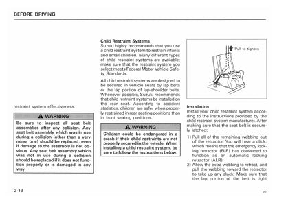 1992 Suzuki Sidekick Gebruikershandleiding | Engels