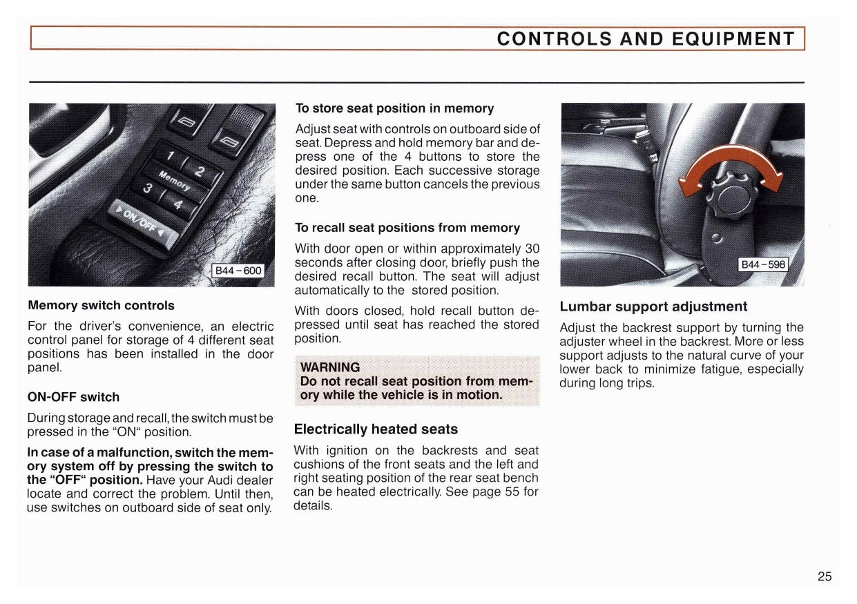 1990 Audi Quattro V8 Owner's Manual | English