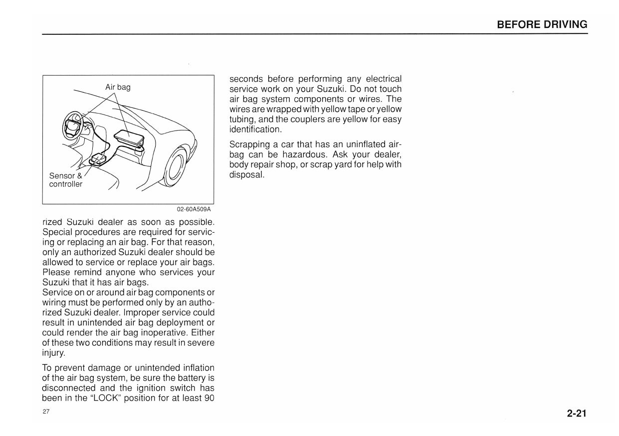 1998 Suzuki Sidekick/X-90 Gebruikershandleiding | Engels