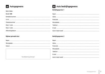 Onderhoudsboekje voor Volvo S80 2007 - 2016