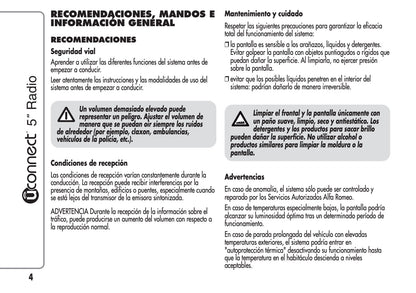 Alfa Romeo Mito Uconnect 5 Radio Instrucciones 2013 - 2016