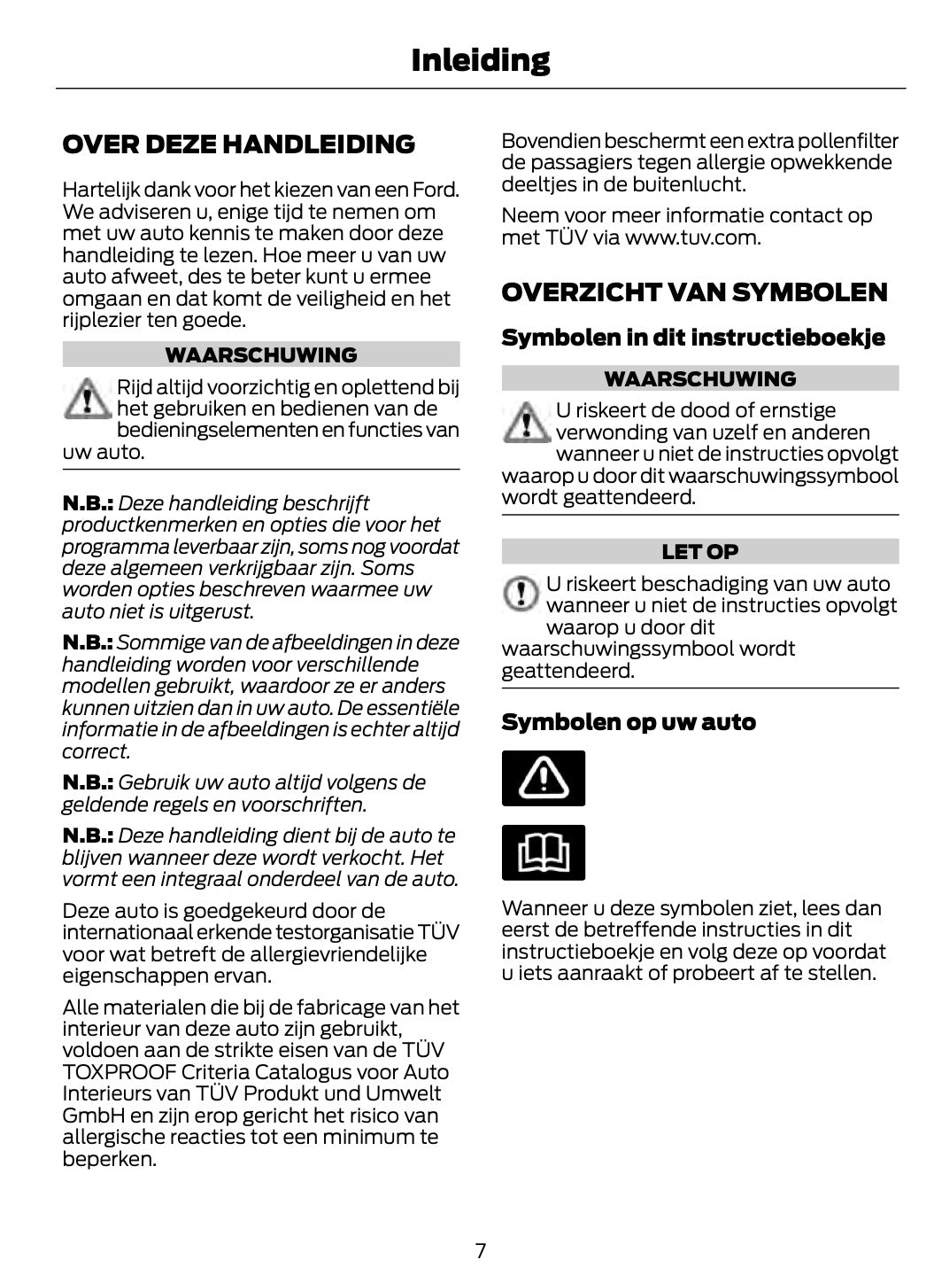 2011-2012 Ford Fiesta Owner's Manual | Dutch