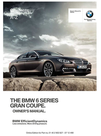 2013 BMW 6 Series Gran Coupé Owner's Manual | English