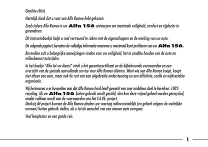 1997-2003 Alfa Romeo 156 Owner's Manual | Dutch