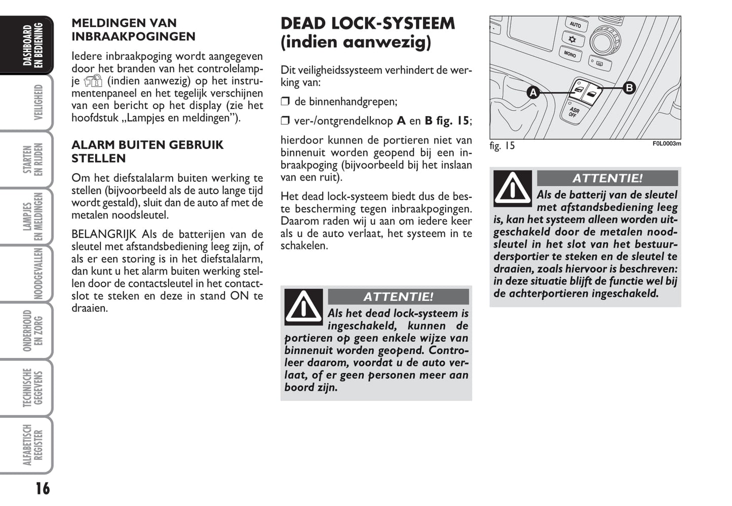 2009-2010 Fiat Croma Owner's Manual | Dutch