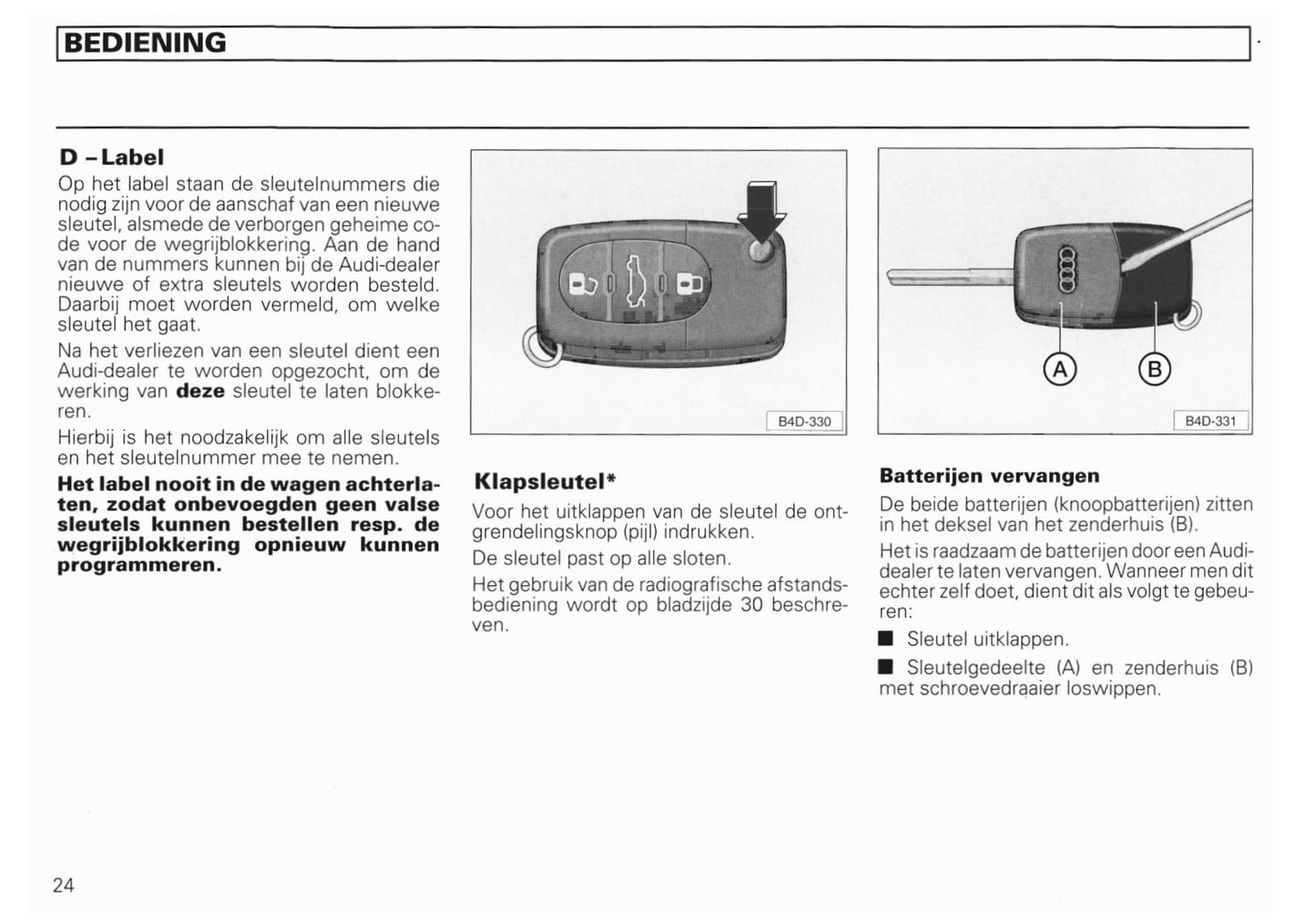 1994-2002 Audi A8/S8 Owner's Manual | Dutch