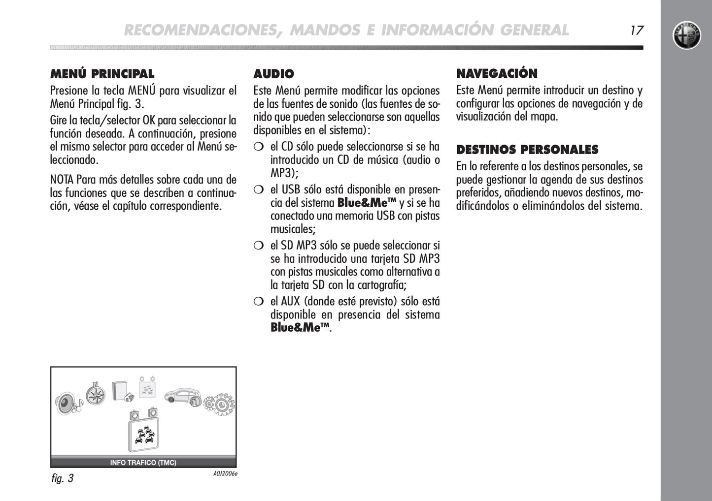 Alfa Romeo Mito Radionav Instrucciones 2010 - 2012