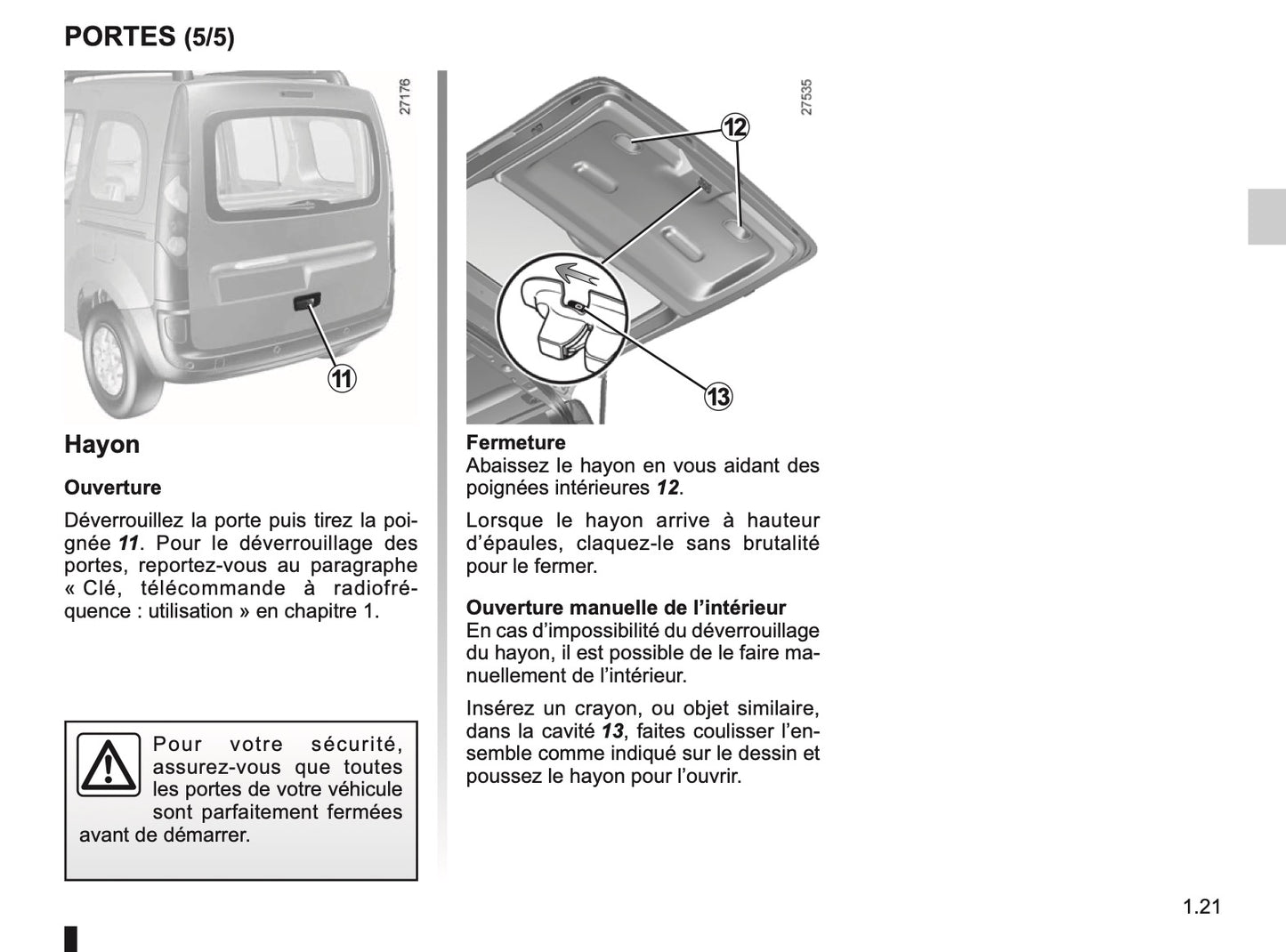 2011-2012 Renault Kangoo Z.E. Owner's Manual | French