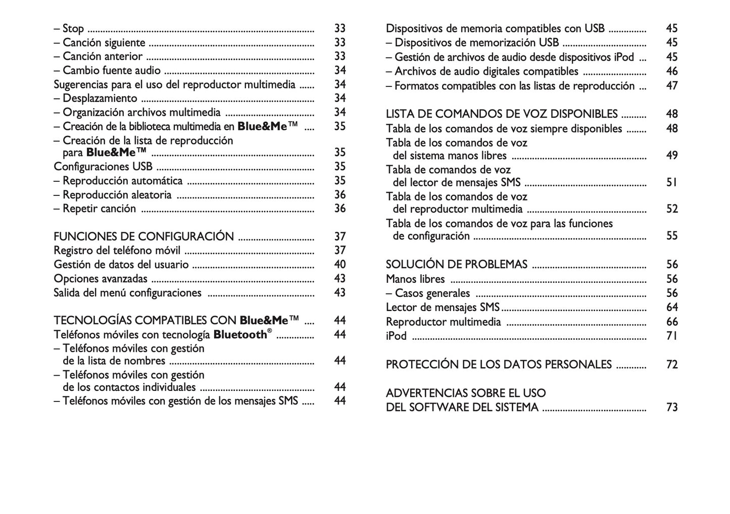 Abarth 500 Blue&Me Instrucciones 2014 - 2018