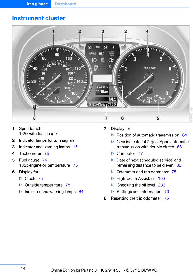 2012-2013 BMW 1 Series Owner's Manual | English