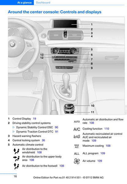 2012-2013 BMW 1 Series Owner's Manual | English