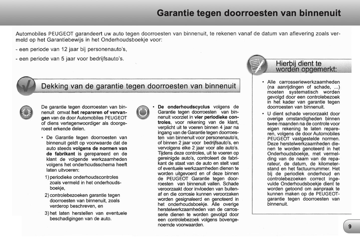 Peugeot Garantie onderhoudsboekje 2014