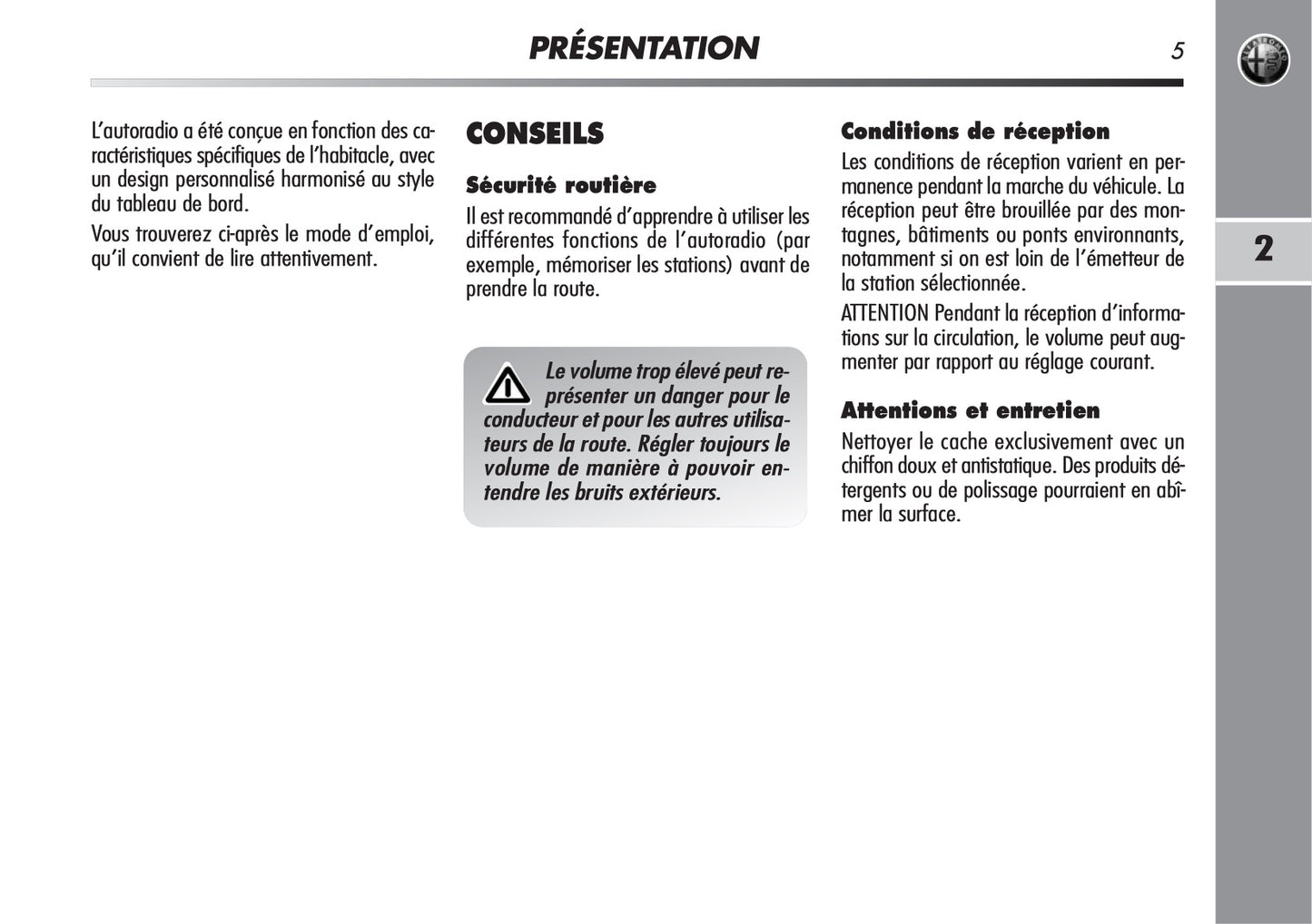 Alfa Romeo MiTo Autoradio Guide d'utilisation 2008 - 2014