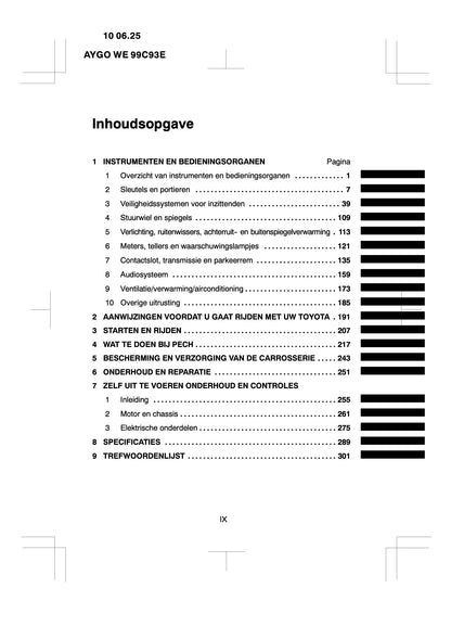 2010-2011 Toyota Aygo Gebruikershandleiding | Nederlands