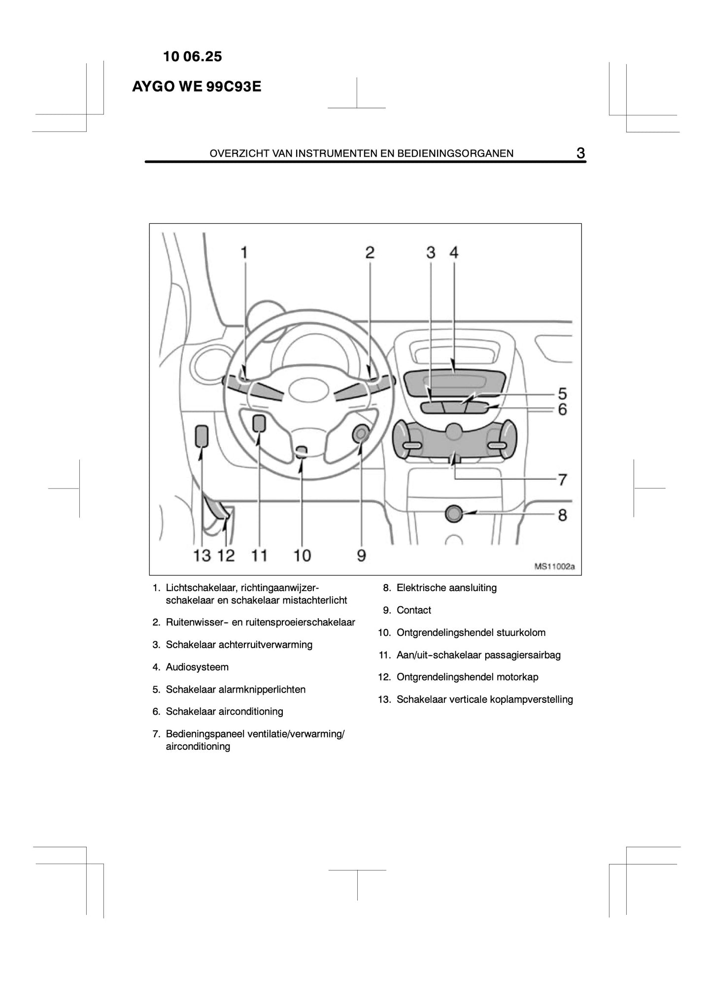 2010-2011 Toyota Aygo Owner's Manual | Dutch