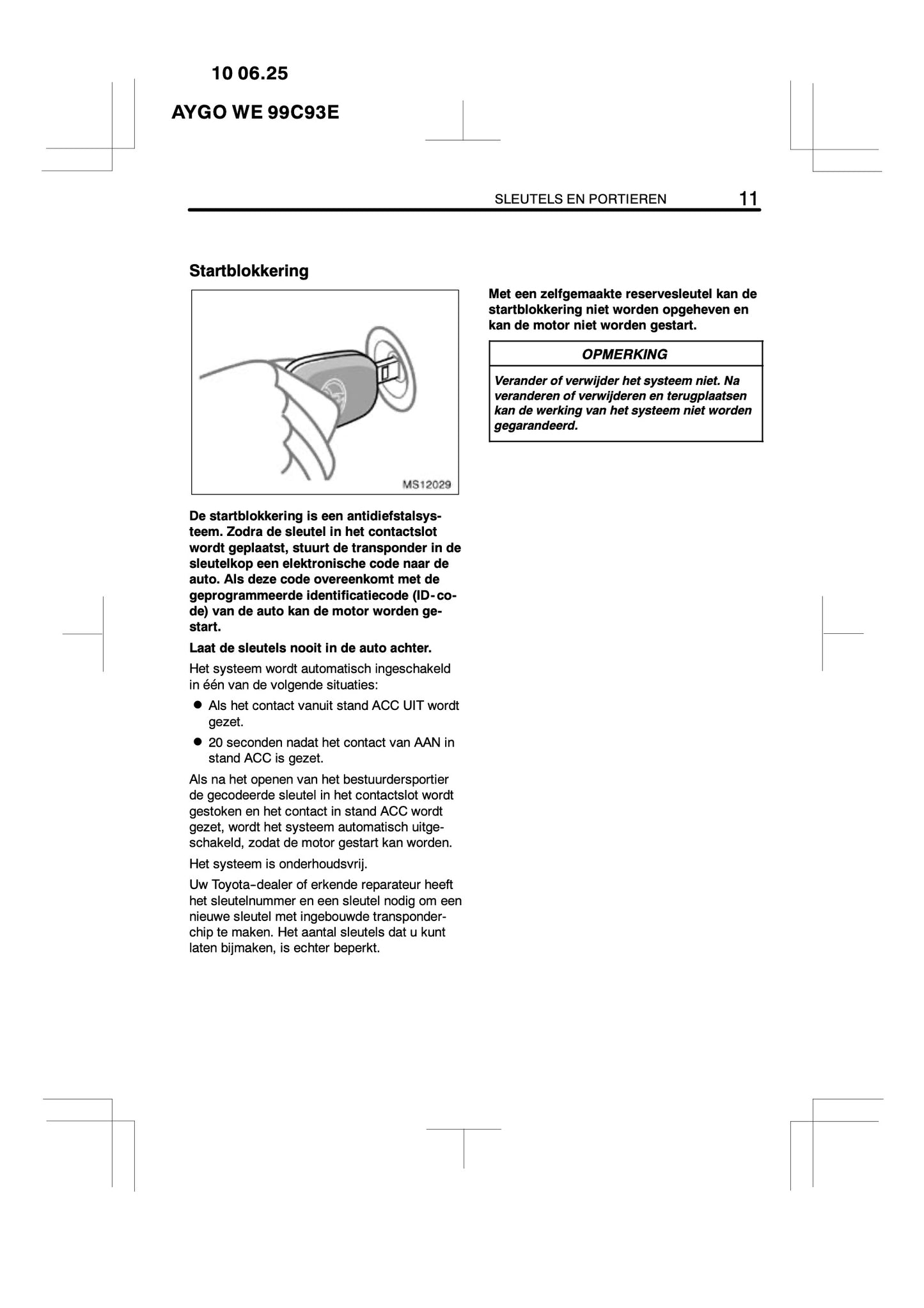 2010-2011 Toyota Aygo Gebruikershandleiding | Nederlands