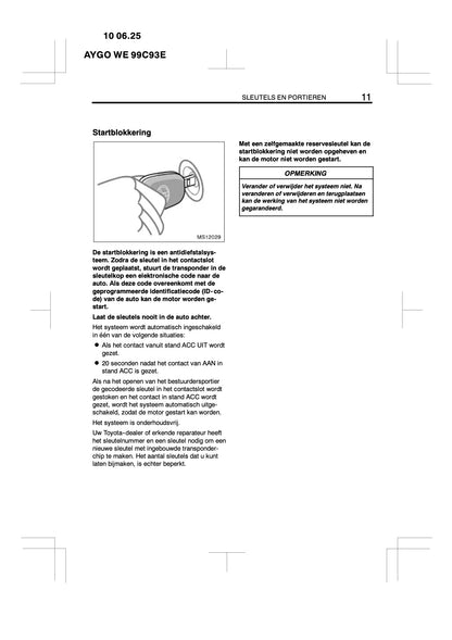 2010-2011 Toyota Aygo Owner's Manual | Dutch