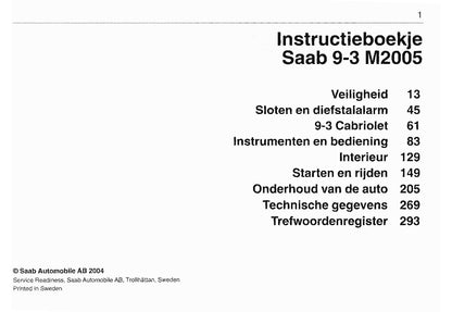 2003-2008 Saab 9-3 Owner's Manual | Dutch