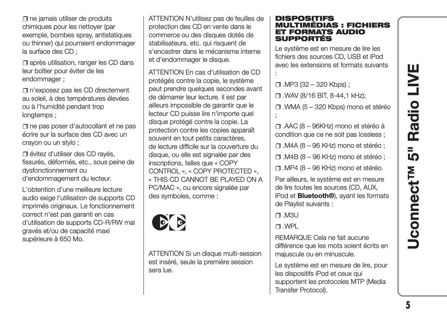 Alfa Romeo Giulietta Uconnect 5.0 Radio Guide d'utilisation 2016 - 2023