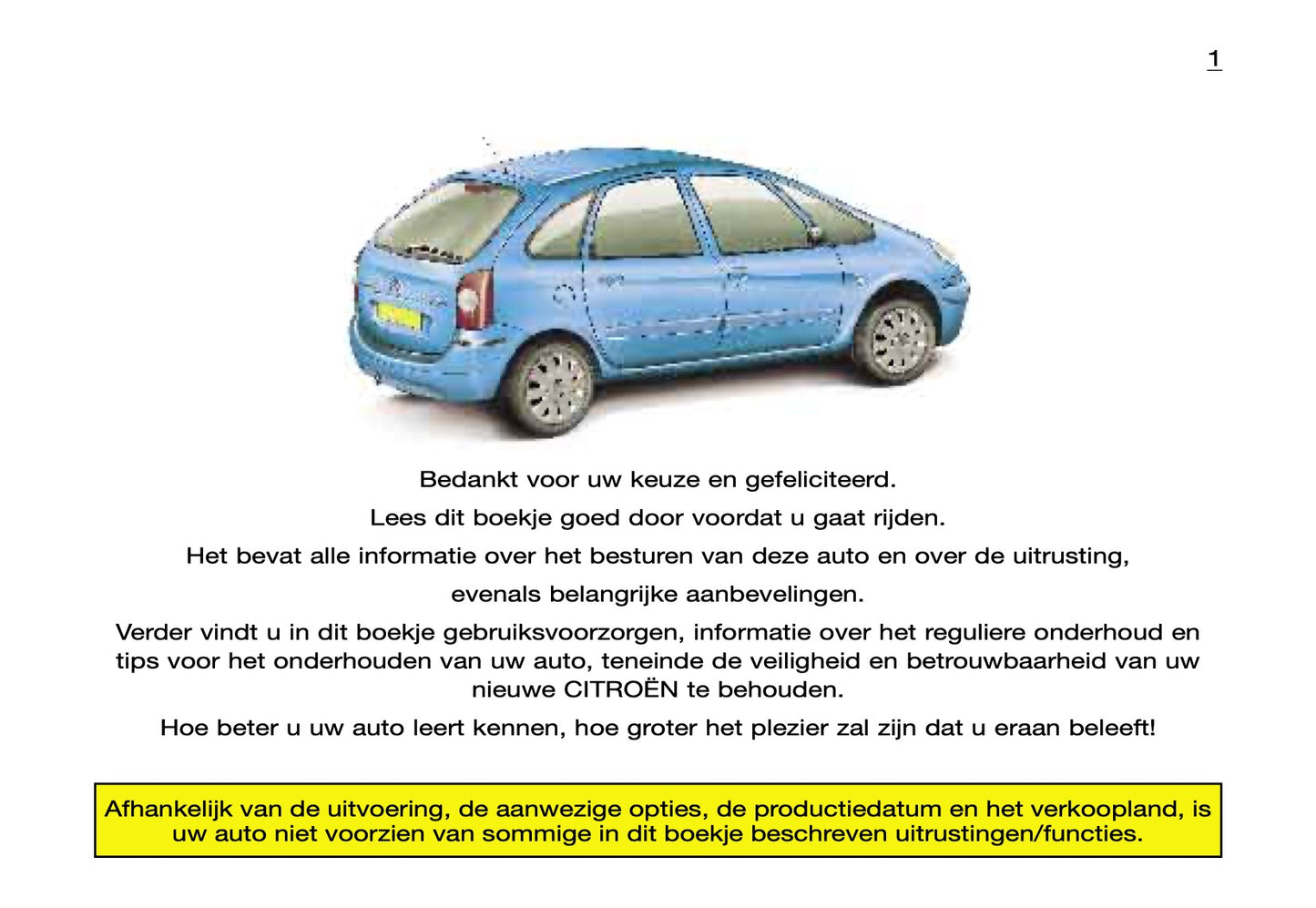 2000-2001 Citroën Xsara Picasso Gebruikershandleiding | Nederlands