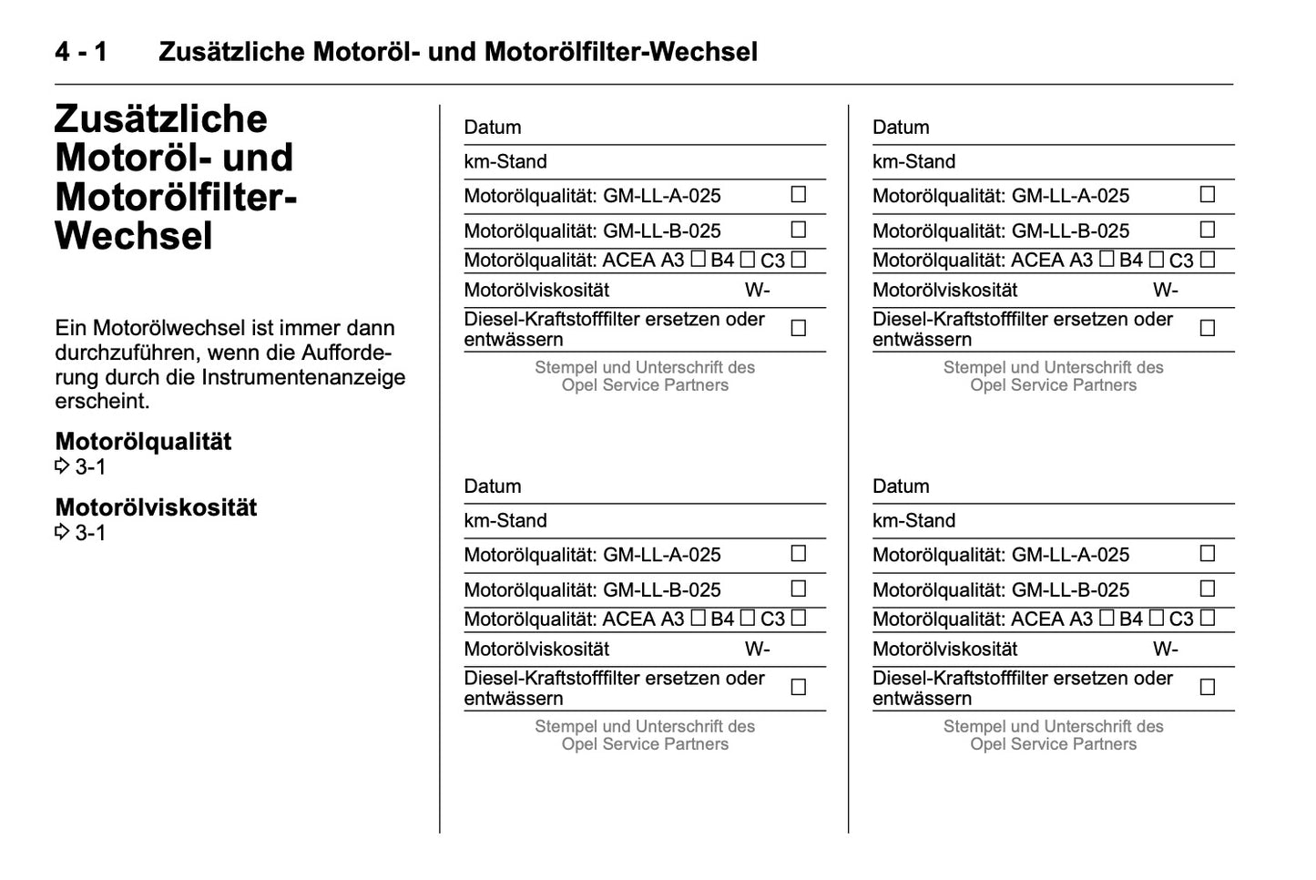 Opel Service- und Garantieheft