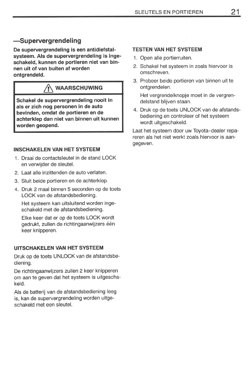 1999-2002 Toyota Celica Gebruikershandleiding | Nederlands