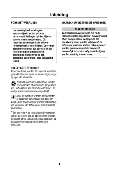 2002-2005 Land Rover Range Rover Bedienungsanleitung | Niederländisch