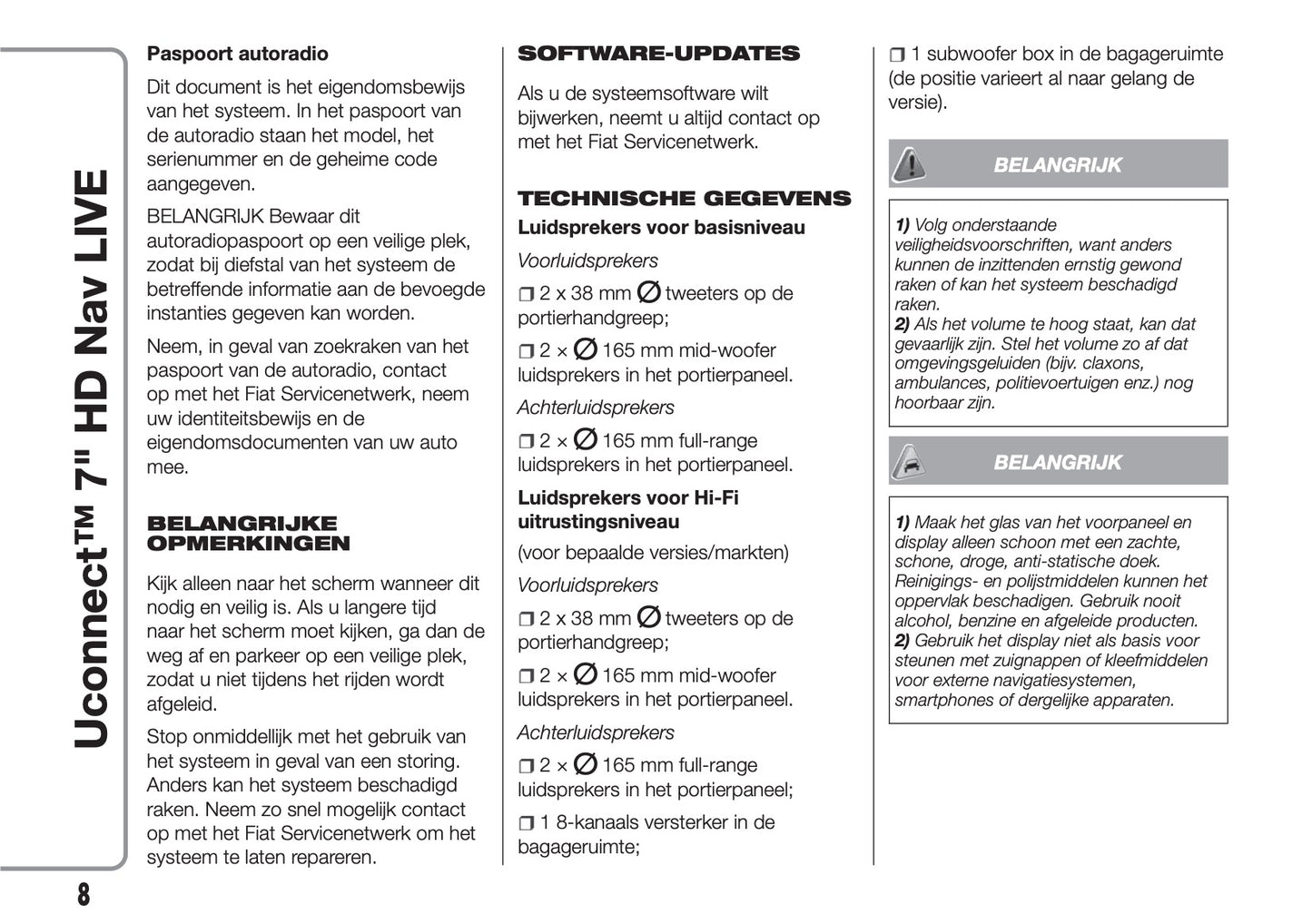 Fiat 500L Uconnect Radio Live 7.0 Handleiding 2019