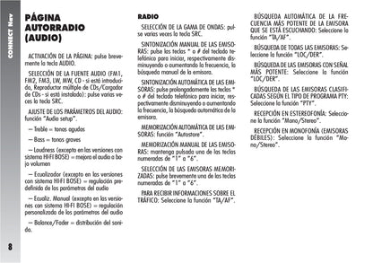 Alfa Romeo Connect / Connect Nav+ Instrucciones 2007 - 2011