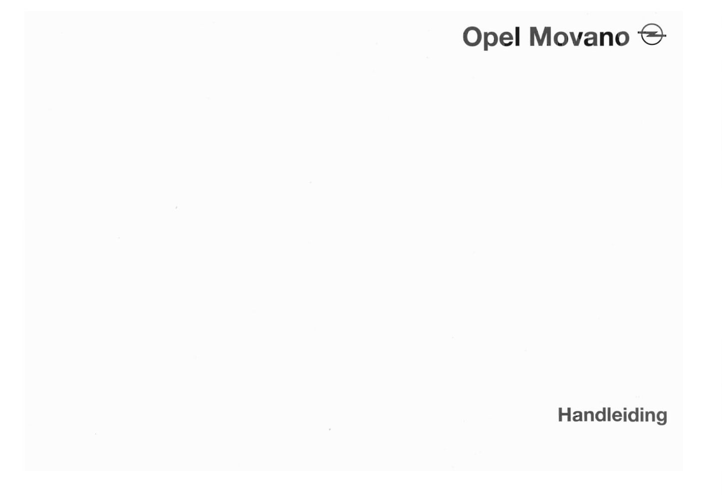 1998-2003 Opel Movano Owner's Manual | Dutch