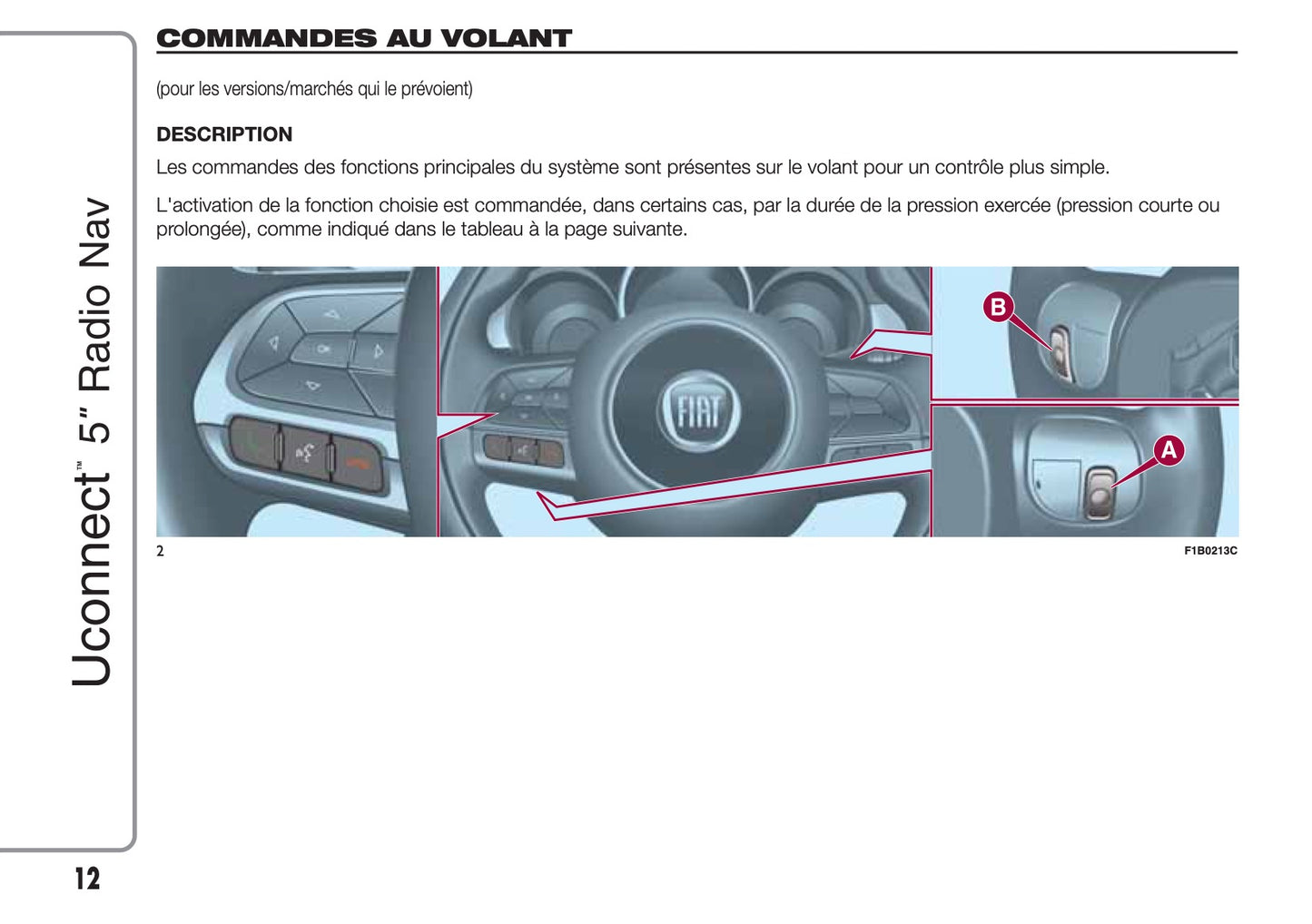 Fiat 500X Uconnect Radio Nav 5.0 Guide d'utilisation 2018 - 2019