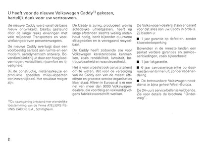 1996-2004 Volkswagen Caddy Gebruikershandleiding | Nederlands