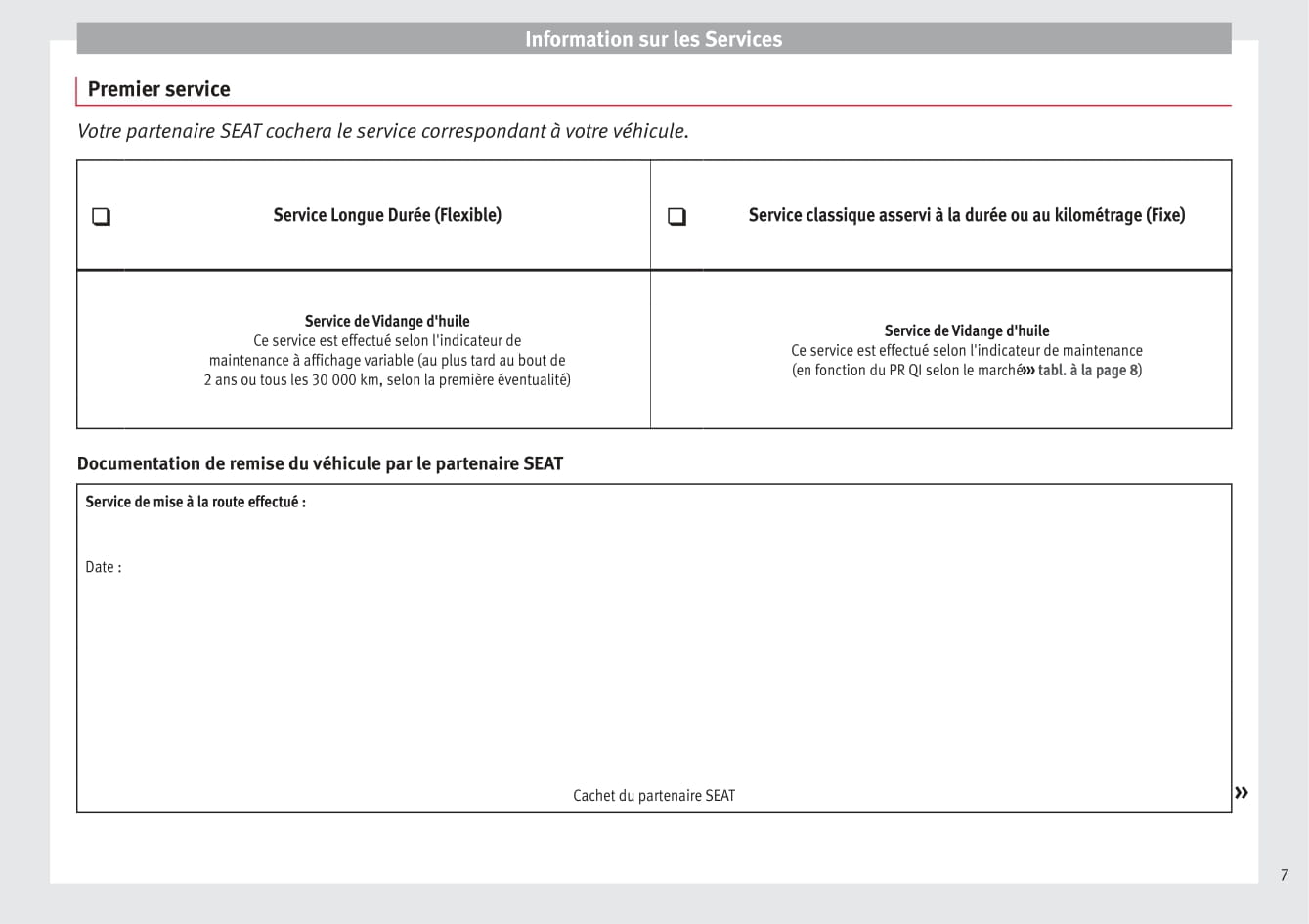 Seat Procédure d'Entretien 2016