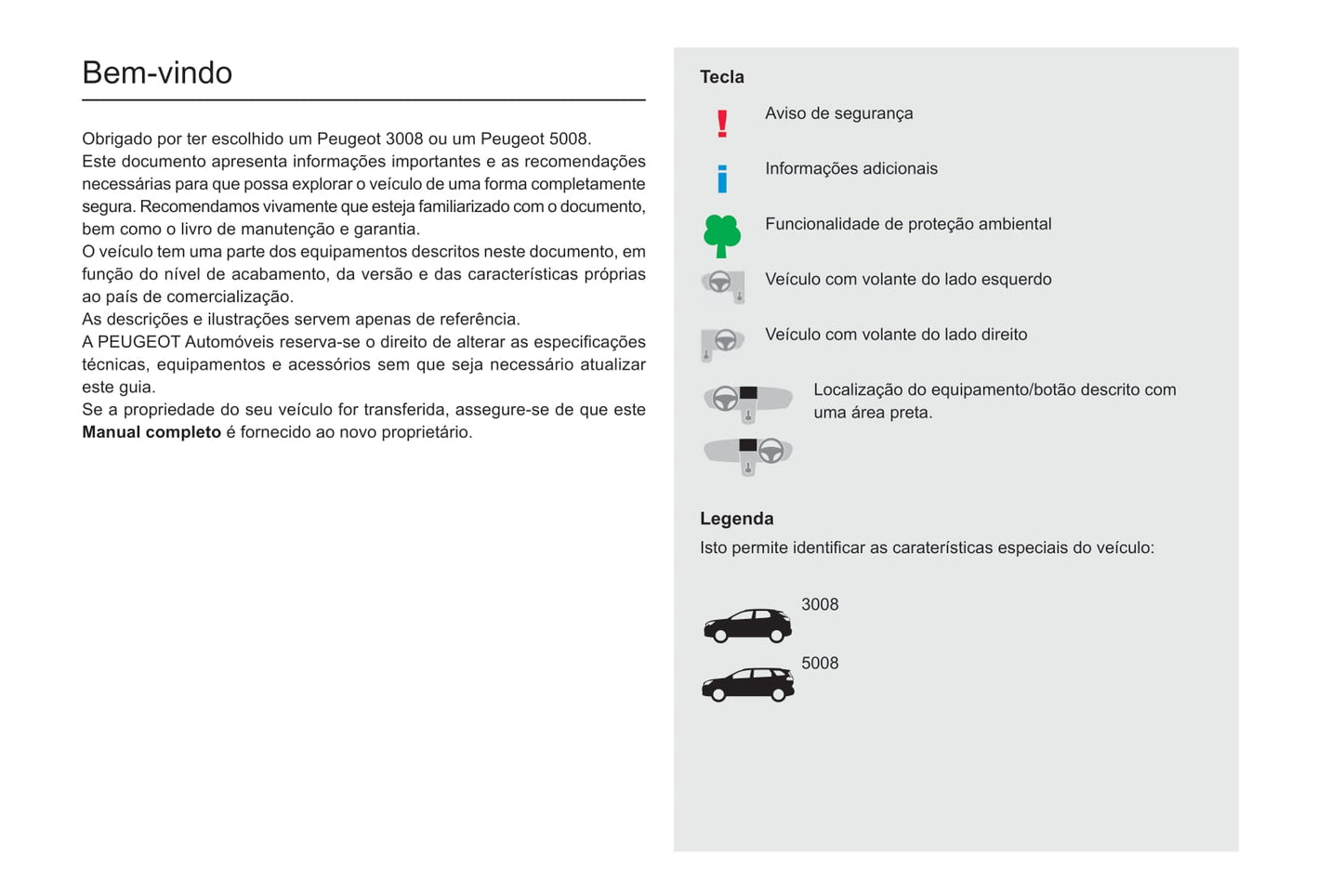 2019-2020 Peugeot 3008/5008 Manuel du propriétaire | Português