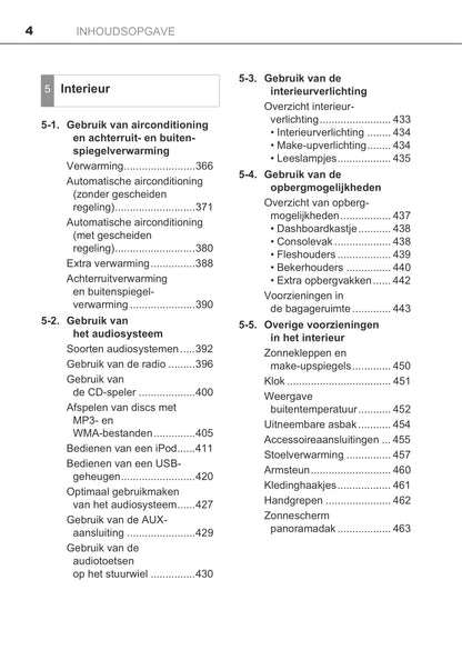 2013-2014 Toyota Auris / Auris Hybrid Owner's Manual | Dutch