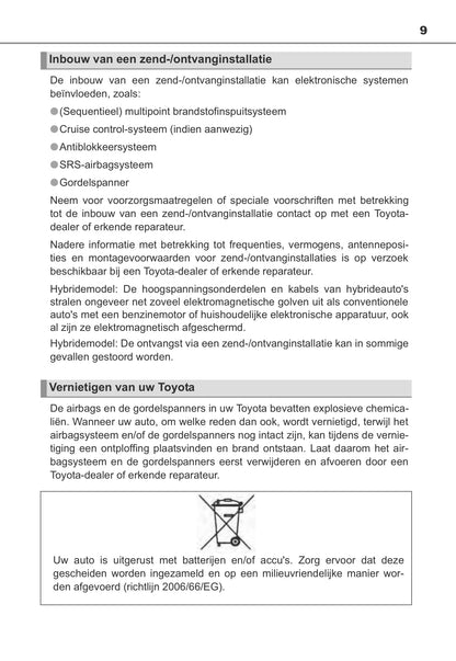 2013-2014 Toyota Auris / Auris Hybrid Owner's Manual | Dutch