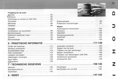 2002-2003 Peugeot 206/206 SW Owner's Manual | Dutch