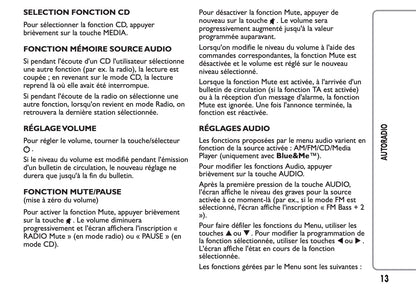 Fiat Ducato Autoradio & MP3 Guide d'instructions 2012 - 2014