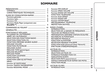 Fiat Ducato Autoradio & MP3 Guide d'instructions 2012 - 2014