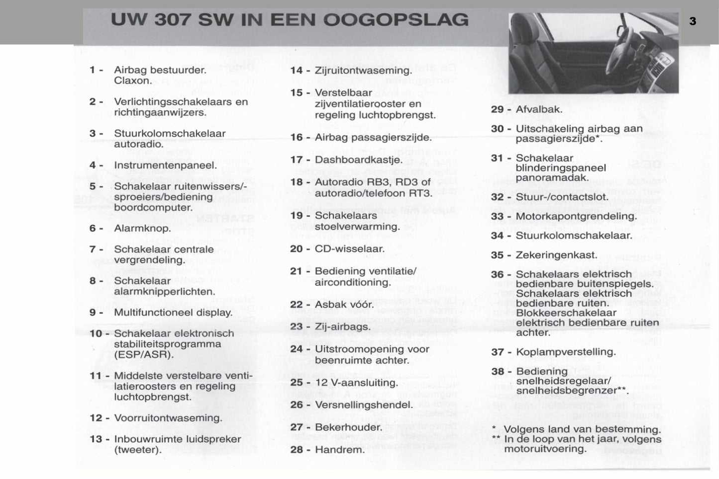 2003-2004 Peugeot 307 SW Gebruikershandleiding | Nederlands