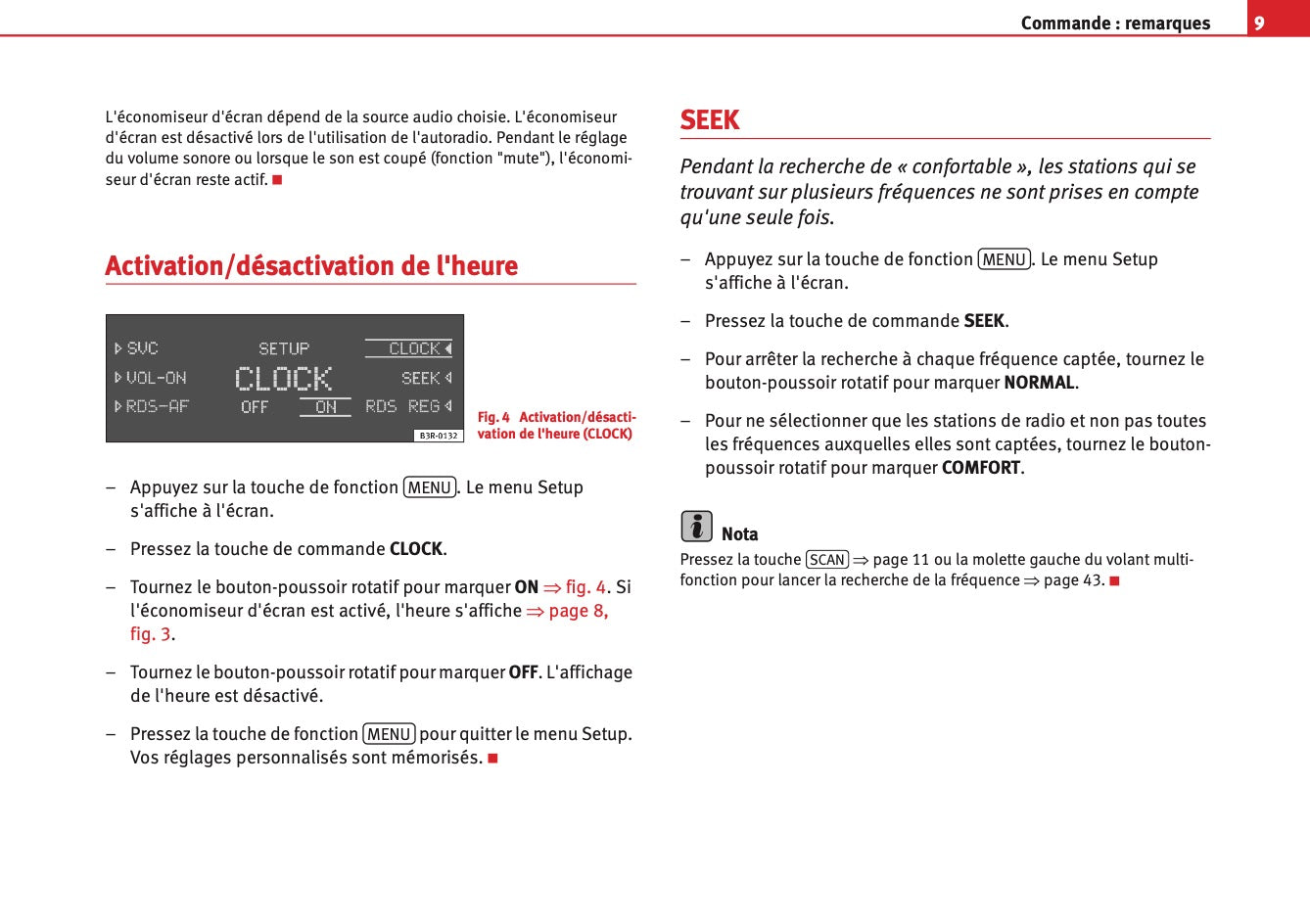 Seat Radio Adagio Guide d'instructions