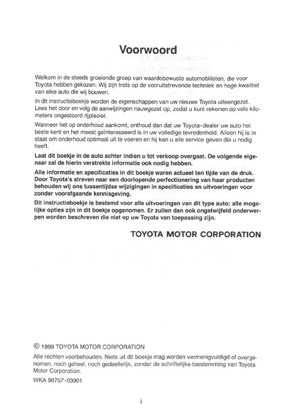 1999-2003 Toyota Yaris Gebruikershandleiding | Nederlands