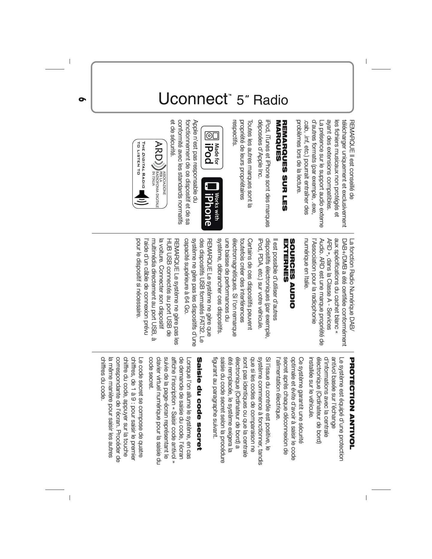 Alfa Romeo Giulietta Uconnect 5.0 Radio  Guide d'utilisation 2014 - 2016