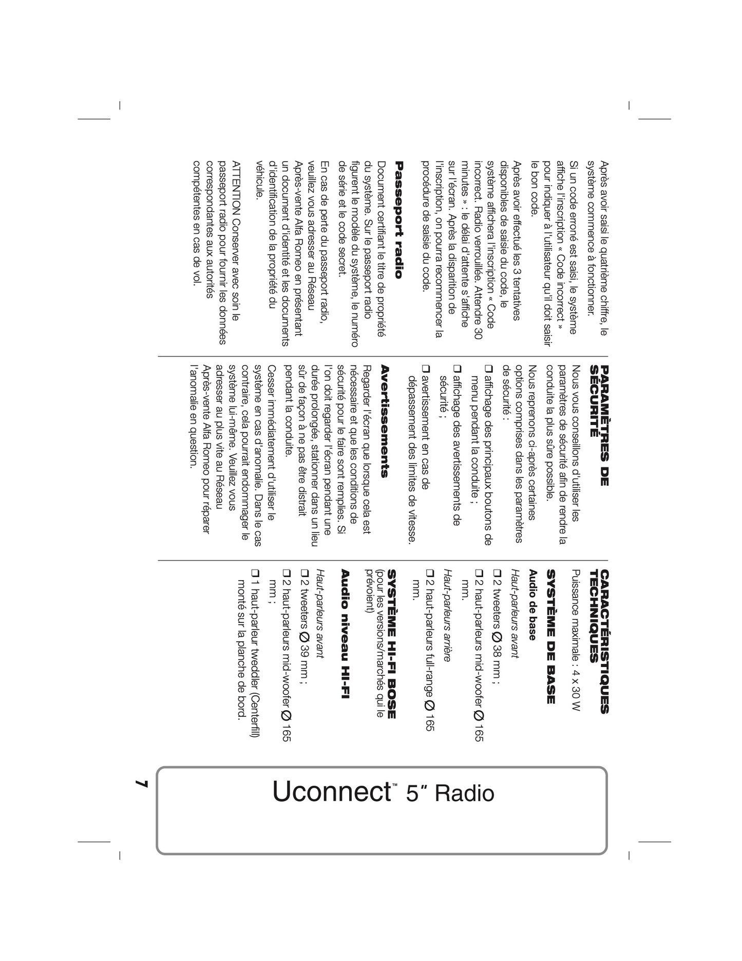 Alfa Romeo Giulietta Uconnect 5.0 Radio  Guide d'utilisation 2014 - 2016