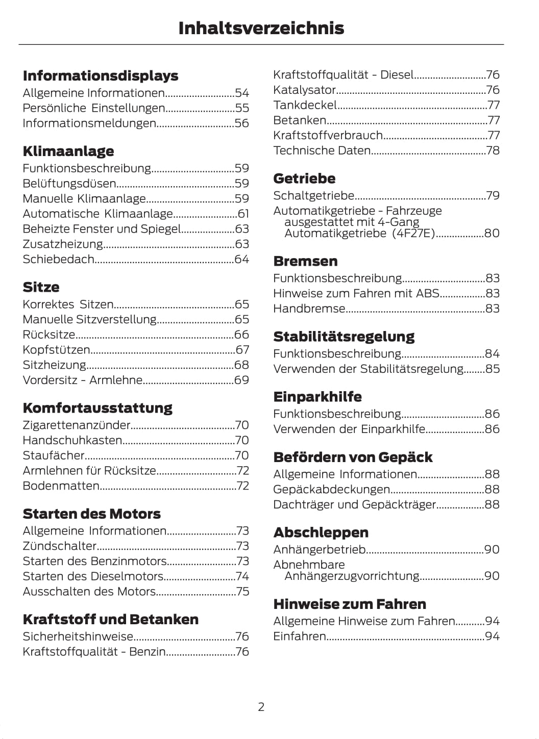 2011-2012 Ford Fusion Owner's Manual | German